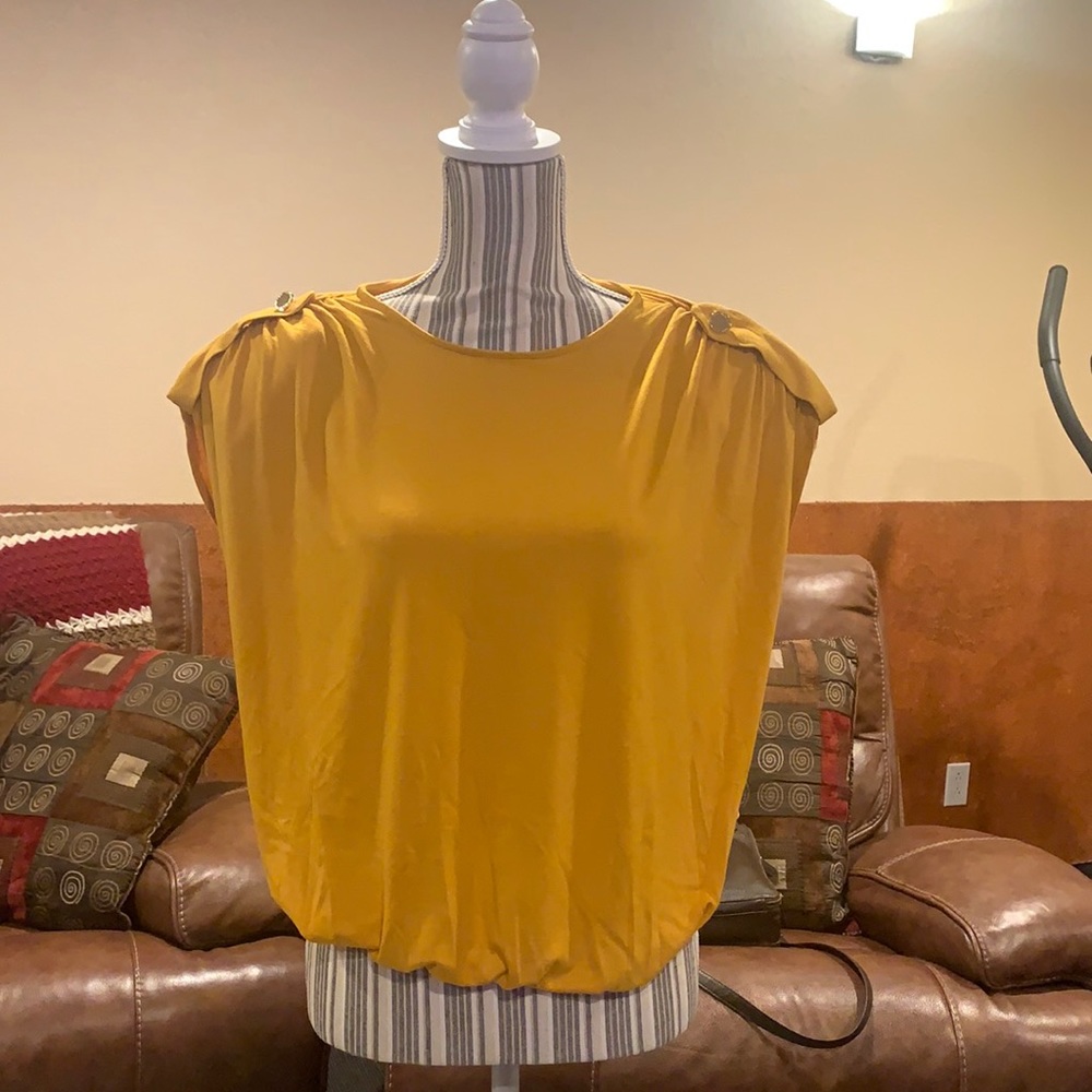 Mustard yellow cotton dress shirt